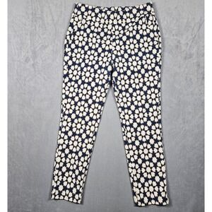 Soft Surroundings Pants Womens Medium Blue Geometric Straight Leg Zip Pockets